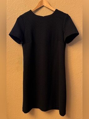 Calvin Klein Chevron Textured Jacquard Cap Sleeve Shift Dress Black 6